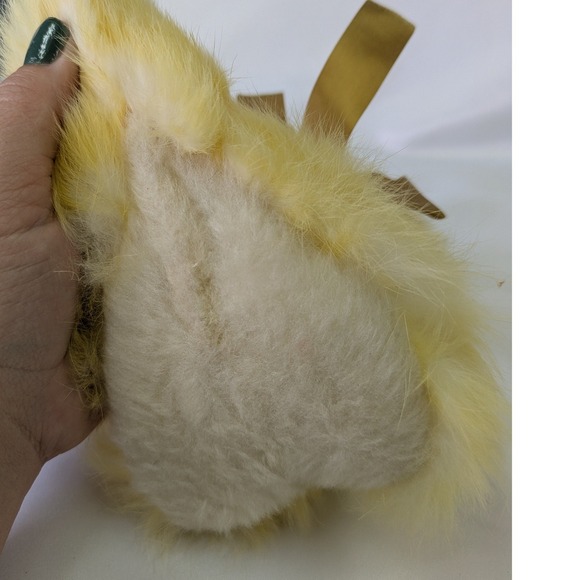 Vintage Yellow Kitten Plush Real Fur Jerry Eisner ?  Green Eyes Pink Ears - Picture 7 of 16